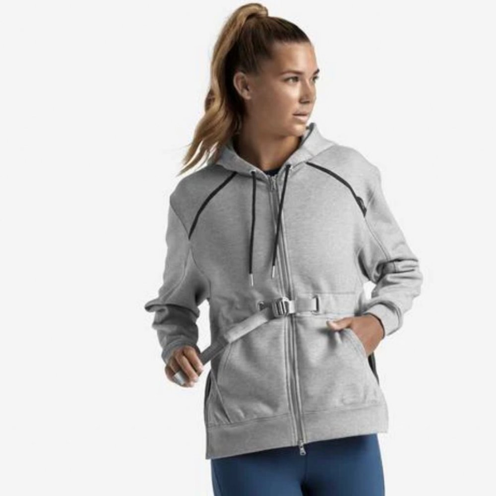 SNAPBAC gray belted hoodie zipper performance go-to sweatshirt womens XS